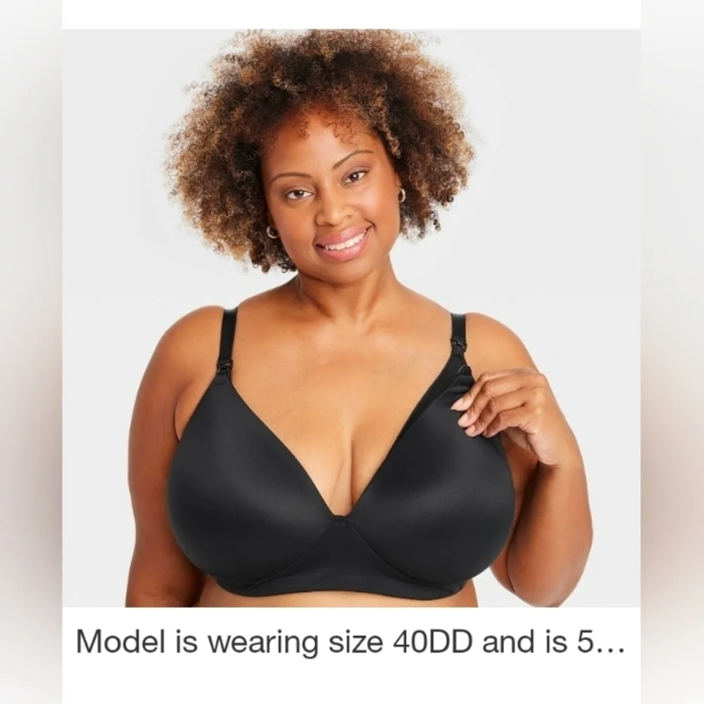 Auden Women's Wirefree Absorbent Nursing Bra Black Molded Wireless Adjustable